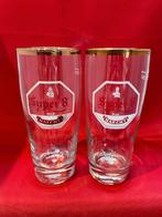 bierglazen Super8 Pils Haecht met gouden rand, Verzamelen, Ophalen of Verzenden, Gebruikt, Bierglas