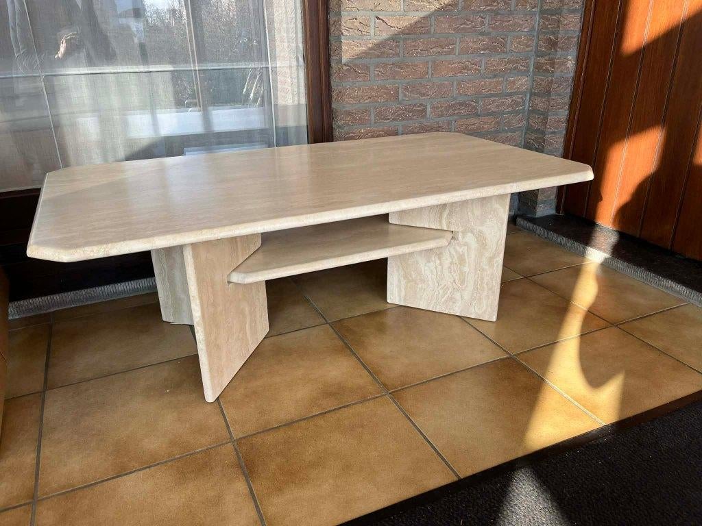 Table basse en travertin massif 120x65, Maison & Meubles, 100 à 150 cm, Moins de 50 cm, Enlèvement ou Envoi, Comme neuf