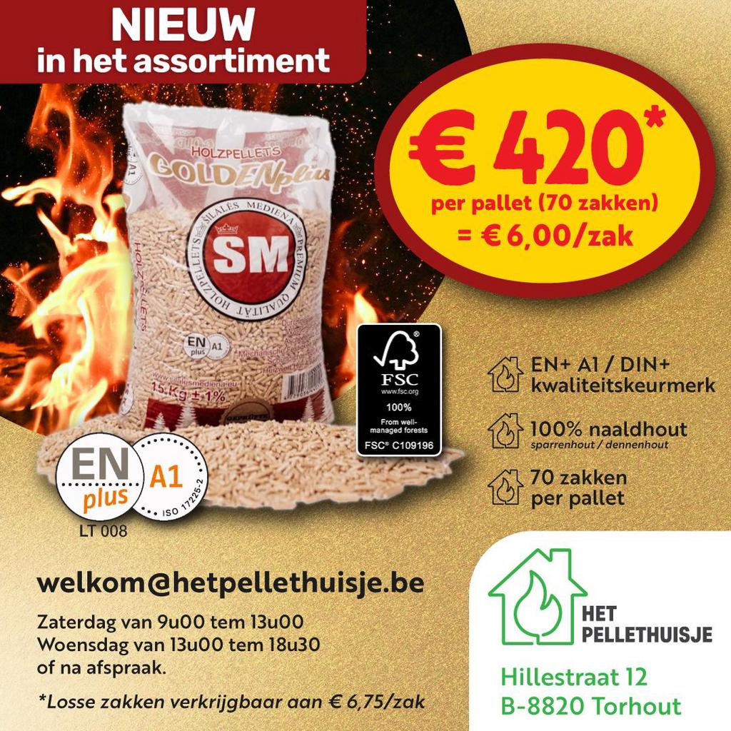 Golden Plus Pellets premium witte houtpellets, Ophalen