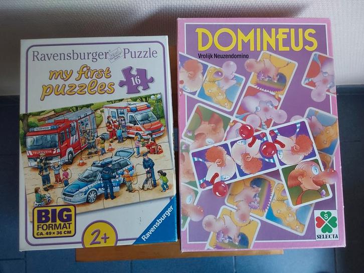 Puzzel & neuzendomino voor jongste kleuters €5, Kinderen en Baby's, Speelgoed | Educatief en Creatief, Gebruikt, Puzzelen, Taal en Lezen