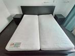 Volledig bed met lattenbodem, opbergvakken en nachtkastjes, Ophalen, Verstelbaar, Zwart, Tweepersoons