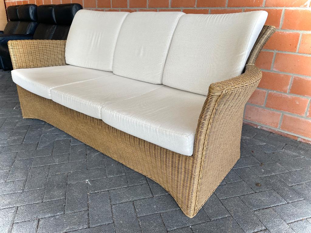 Rotan tuinbank met kussens - als nieuw, Tuin en Terras, Tuinsets en Loungesets, Zo goed als nieuw, Rotan, Bank, Ophalen