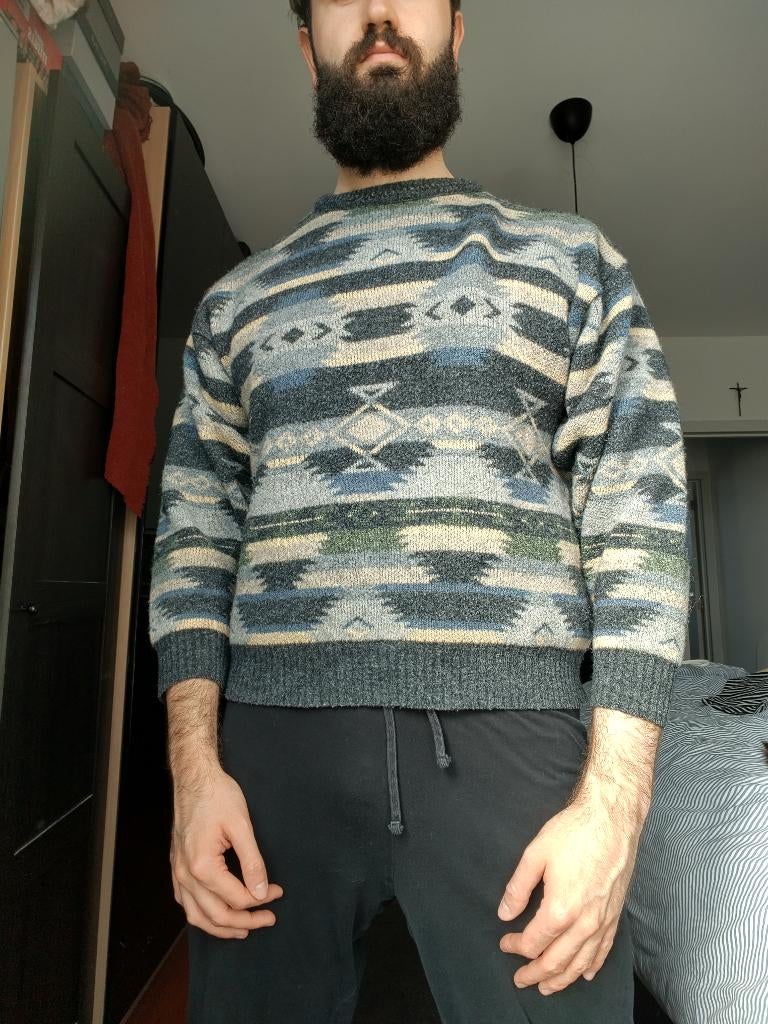 vintage trui met retro print Angelo Litrico medium [M], Overige kleuren, Maat 48/50 (M), Angelo Litrico, Ophalen of Verzenden