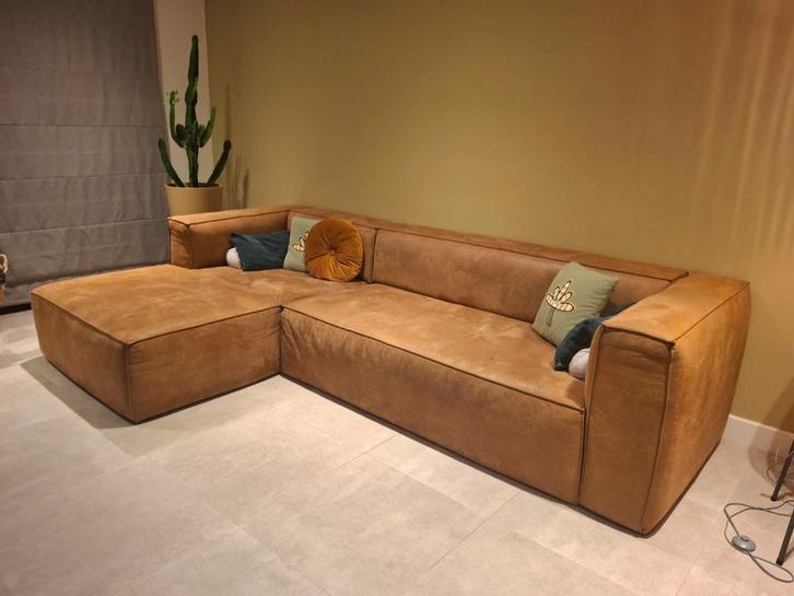 Bank in Cognac kleur, Maison & Meubles, Canapés | Coins salons complets, Cuir, Enlèvement