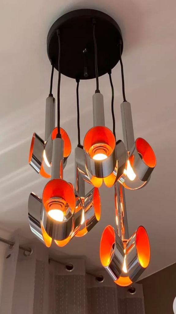 Vintage plafondlamp Cascade, Huis en Inrichting, Lampen | Plafondlampen, Gebruikt, Ophalen