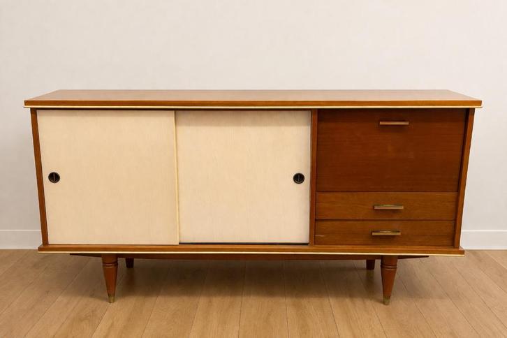 Enfilade Buffet Vintage 1960s, Maison & Meubles, Armoires | Buffets, Utilisé, Moins de 100 cm, 200 cm ou plus, 25 à 50 cm, Avec tiroir(s)