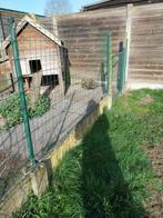 Betonplaat 16 m ,  groene draad +paaltjes, groen poortje, Ophalen, Draad