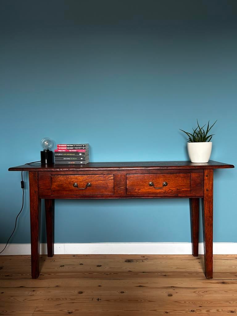 Mooie vintage smalle tafel, Huis en Inrichting, Ophalen, Gebruikt, 100 tot 150 cm, Overige houtsoorten