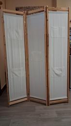 Driedelig scherm, van dennenhout en katoen., Ophalen