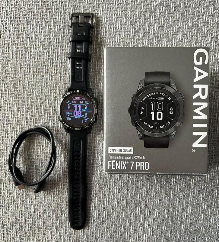 Garmin Fenix 7 Pro Sapphire-Solar, Handtassen en Accessoires, Sporthorloges, Zo goed als nieuw, Ophalen of Verzenden