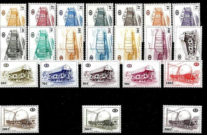 1980 Goederenwagons OBPTR433/454**, Postzegels en Munten, Postzegels | Europa | België, Postfris, Orginele gom, Treinen, Zonder stempel