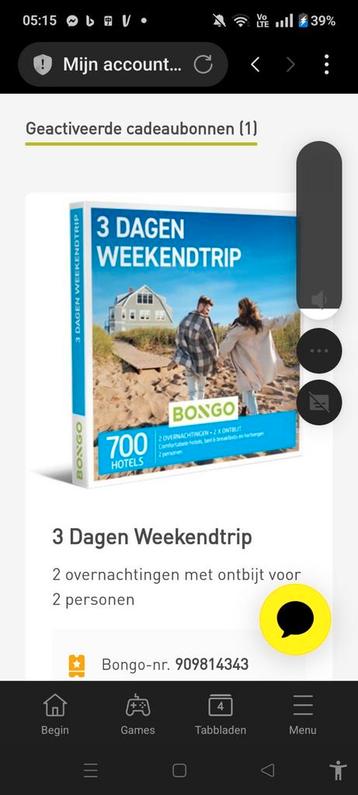 Bongo bon waarde 159,90 te koop, Tickets & Billets