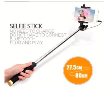 Selfie stick met kabel verbinding, Nieuw. Blauw  Werkt met A