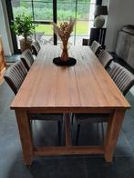 Eettafel teak + 6 stoelen suede, Huis en Inrichting, Tafels | Eettafels, Ophalen, Zo goed als nieuw, Vijf personen of meer, Teakhout