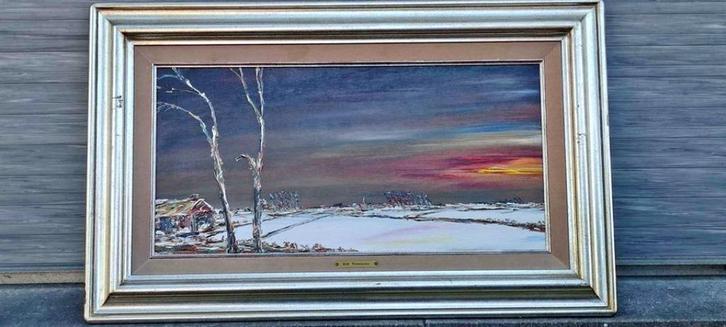 Huile sur toile paysage enneigé de rik versonnen, Antiek en Kunst, Kunst | Schilderijen | Klassiek, Ophalen of Verzenden