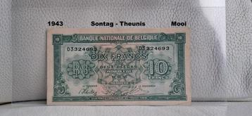 10 frank / 2 Belgas 1943 - - ->> Brussel beschikbaar voor biedingen
