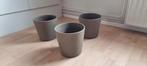 3 bloempotten in bruine kleur  24 cm hoog 25 cm breed, Enlèvement, Comme neuf, Poterie
