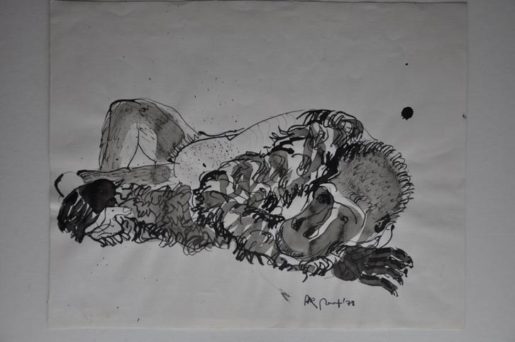 Rik Poot Gorilla Lavis, Antiek en Kunst, Kunst | Tekeningen en Fotografie, Ophalen of Verzenden