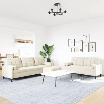 3-delige Loungeset met kussens en bolsters fluweel crème beschikbaar voor biedingen