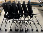 6 chaises de conférence rétractables noires à roulettes, Enlèvement, Ergonomique, Comme neuf, Noir