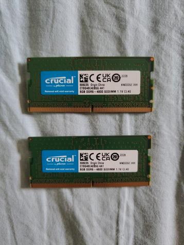 2x 8 GB RAM DDR5 Crucial 4800 MHz beschikbaar voor biedingen