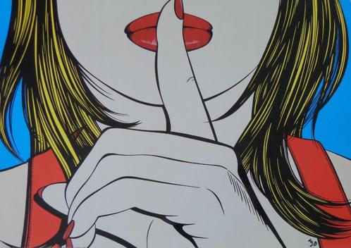 DEBORAH AZZOPARDI / POP ART / SSSSHHH / OFFSET / 50x70cm, Antiek en Kunst, Kunst | Litho's en Zeefdrukken, Ophalen of Verzenden