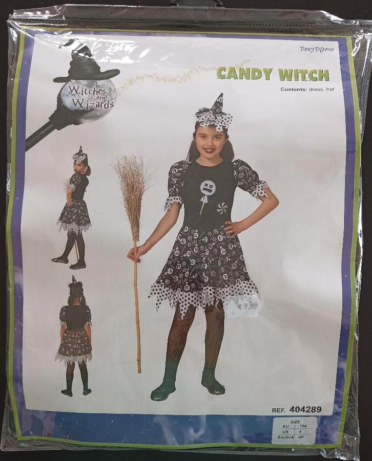 Déguisement de Sorcière Bonbons (104 cm), Enfants & Bébés, Costumes de carnaval & Déguisements, Utilisé, Fille, 104 ou plus petit