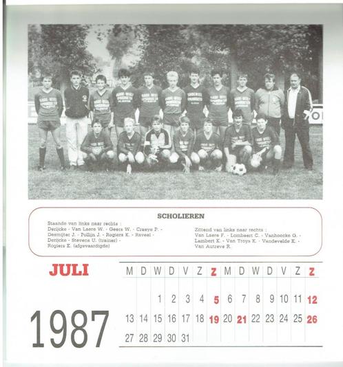 Ancien calendrier Olsene Sportief 1987 (Collect-081), Collections, Articles de Sport & Football, Comme neuf, Autres types, Enlèvement ou Envoi
