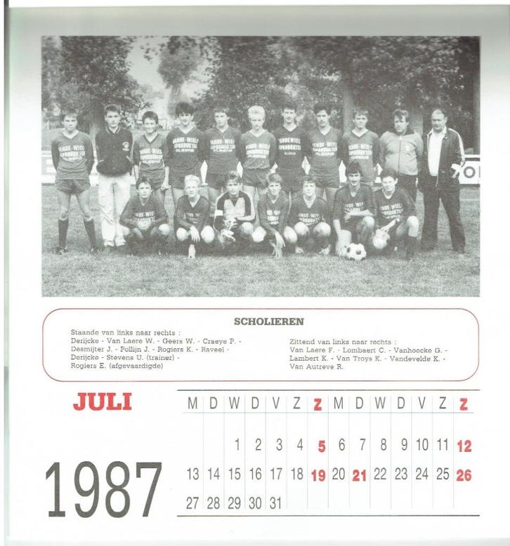 Oude kalender Olsene Sportief 1987 (Verzam-081), Verzamelen, Sportartikelen en Voetbal, Zo goed als nieuw, Overige typen, Ophalen of Verzenden