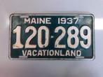 Plaque d'immatriculation américaine 1937 dans le Maine (pays, Usa nummerplaat automobilia, Utilisé, Enlèvement ou Envoi