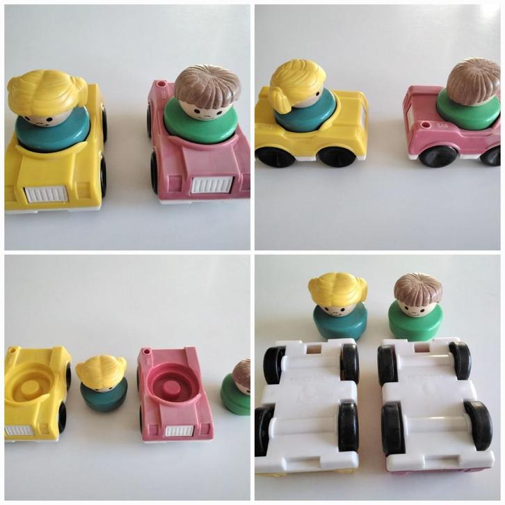 Set van 2 oude kleine auto's van Fischer-Price uit 1990., Kinderen en Baby's, Speelgoed | Fisher-Price, Gebruikt, Auto of Voertuig