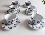 SET VAN 6 DESIGN KOFFIETASSEN MET BORDJE – NIEUW!, Enlèvement ou Envoi, Neuf, Porcelaine, Tasse(s) et/ou soucoupe(s)