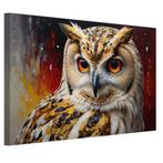 Toile Hibou dans le monde rouge 60x40cm - 18mm, Envoi, Neuf