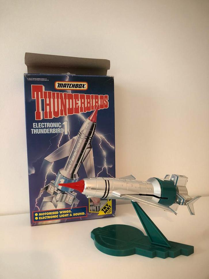 Matchbox Thunderbirds electronic Thunderbird 1 werkt + doos, Collections, Cinéma & Télévision, Utilisé, TV, Enlèvement ou Envoi