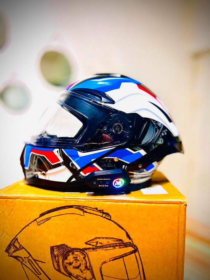 Casque moto Sasique taille M avec intercom Bluetooth intégré, Motoren, Kleding | Motorhelmen, M, Overige merken, Nieuw zonder kaartje