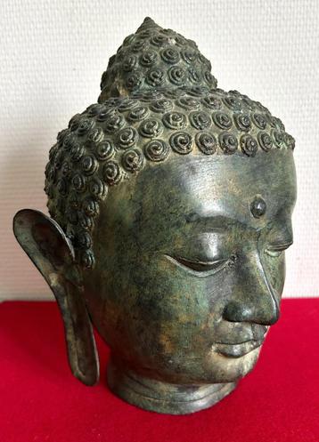 Oud Thais bronzen Boeddhahoofd