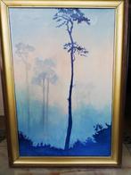 A Leroy: 'Zonsondergang in het bos'; schilderij, Ophalen of Verzenden