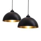 Hanglamp - zwart/goud - 2 lichtpunten, Ophalen, Zo goed als nieuw, Industrieel, Metaal