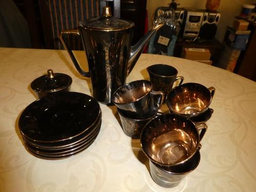 antiek koffieservies zwart jaren 50.porcelaine.prijsdaling., Antiek en Kunst, Antiek | Servies compleet, Ophalen