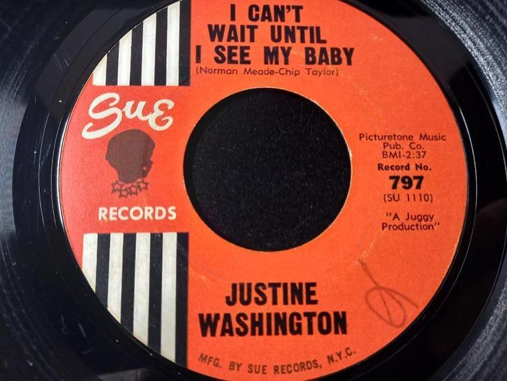 Justine Washington- I Can't Wait Until I See My Baby/popcorn, Cd's en Dvd's, Vinyl Singles, Gebruikt, Single, R&B en Soul, 7 inch