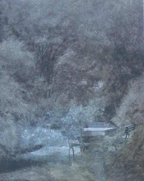 PIET BEKAERT / IMPRESSIONISME TUINZICHT / ZEEFDRUK / 80x60cm, Antiek en Kunst, Kunst | Litho's en Zeefdrukken, Ophalen of Verzenden