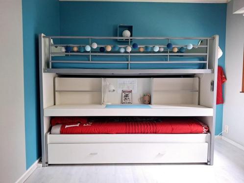 Lit mezzanine Bonny avec bureau et tiroir de lit - blanc, Huis en Inrichting, Slaapkamer | Stapelbedden en Hoogslapers, Zo goed als nieuw