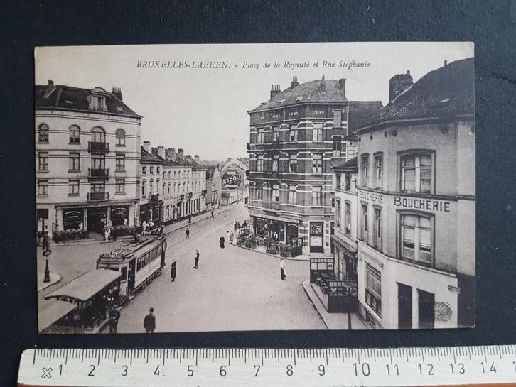 Postkaart Brussel - Laken Beenhouwerij TRAM, Verzamelen, Postkaarten | België, Ongelopen, Brussel (Gewest), Voor 1920, Verzenden