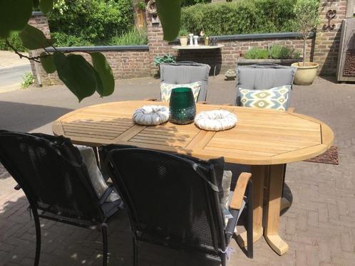 Teakhouten tuinset Teak&Garden tuintafel+Sun garden stoelen, Tuin en Terras, Tuinsets en Loungesets, Zo goed als nieuw, Tuinset