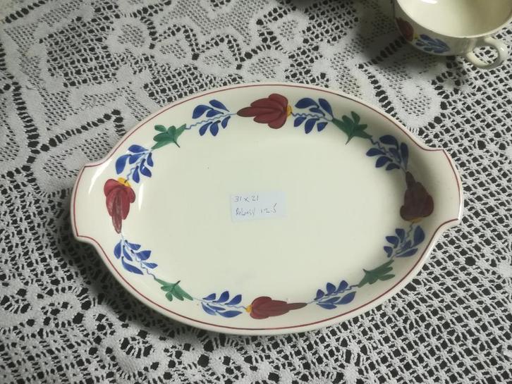 Boch Boerenbont /Regout Maastricht  - 3 Plats ovales, Antiquités & Art, Antiquités | Services (vaisselle) pièces, Enlèvement ou Envoi