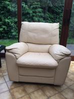 Mooie éénzit-zetel in kunstleer - roomwit - in goede staat., Minder dan 150 cm, Gebruikt, Eenpersoons, 75 tot 100 cm