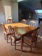 Houten eettafel met 6 stoelen, Huis en Inrichting, Tafels | Eettafels, 200 cm of meer, 50 tot 100 cm, Gebruikt, Rechthoekig