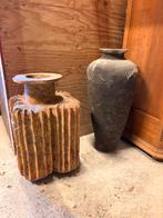 Twee terracotta sier vazen, Huis en Inrichting, Ophalen, Gebruikt