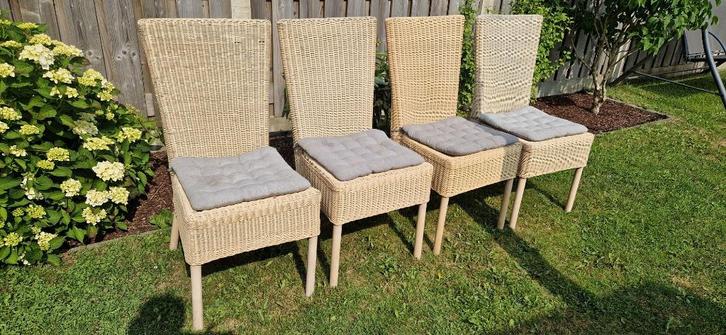4 rieten stoelen, Huis en Inrichting, Stoelen, Gebruikt, Vier, Riet of Rotan, Ophalen