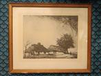 Kader met ets Dirk Baksteen, Antiek en Kunst, Kunst | Etsen en Gravures, Verzenden